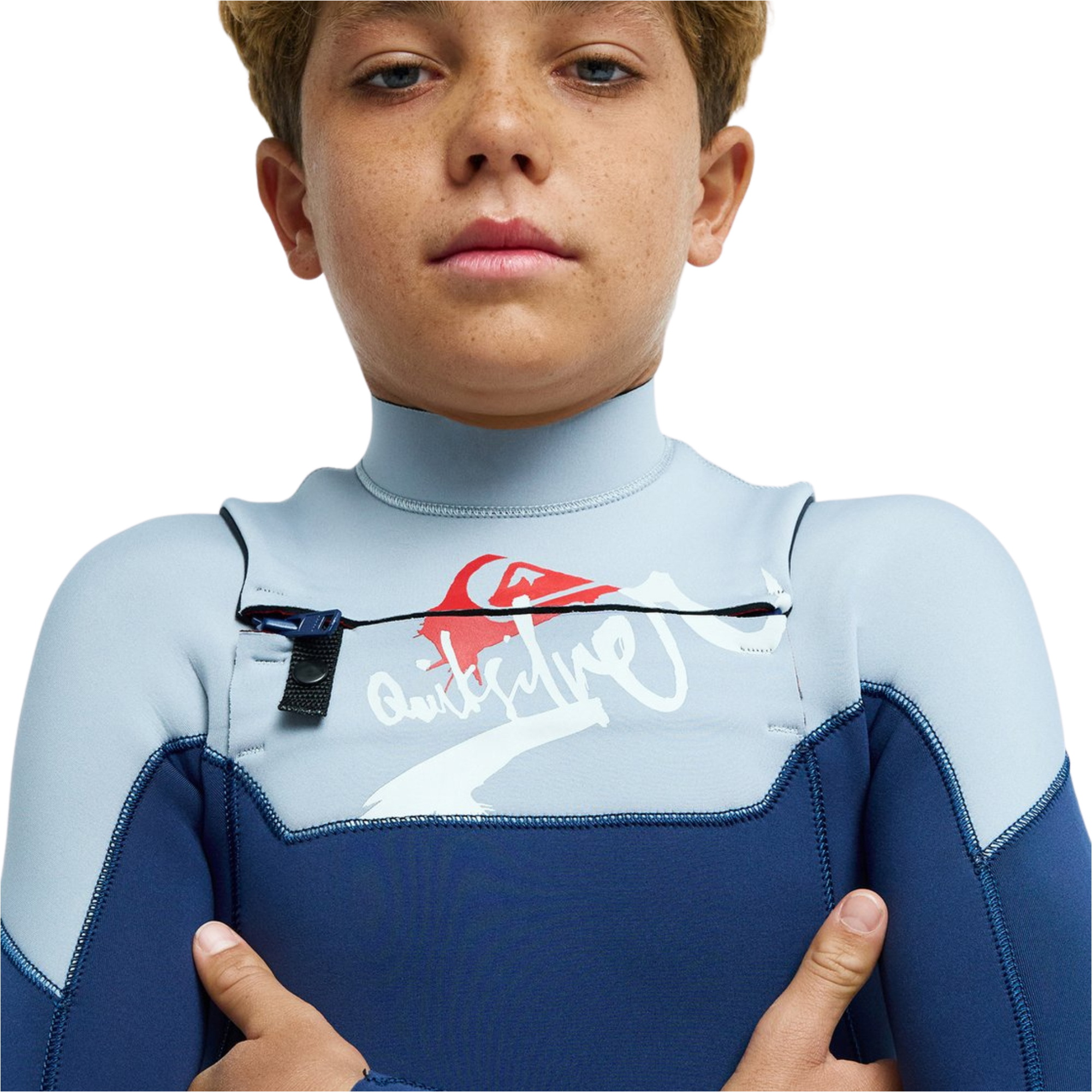 2026 Quiksilver Junior Young Guns 4/3mm Chest Zip V&aring;ddragt EQBW103130 - Dark Denim